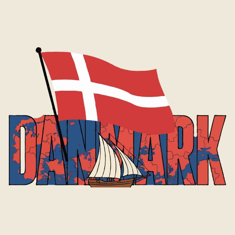 Drapeau et voilier du Danmark