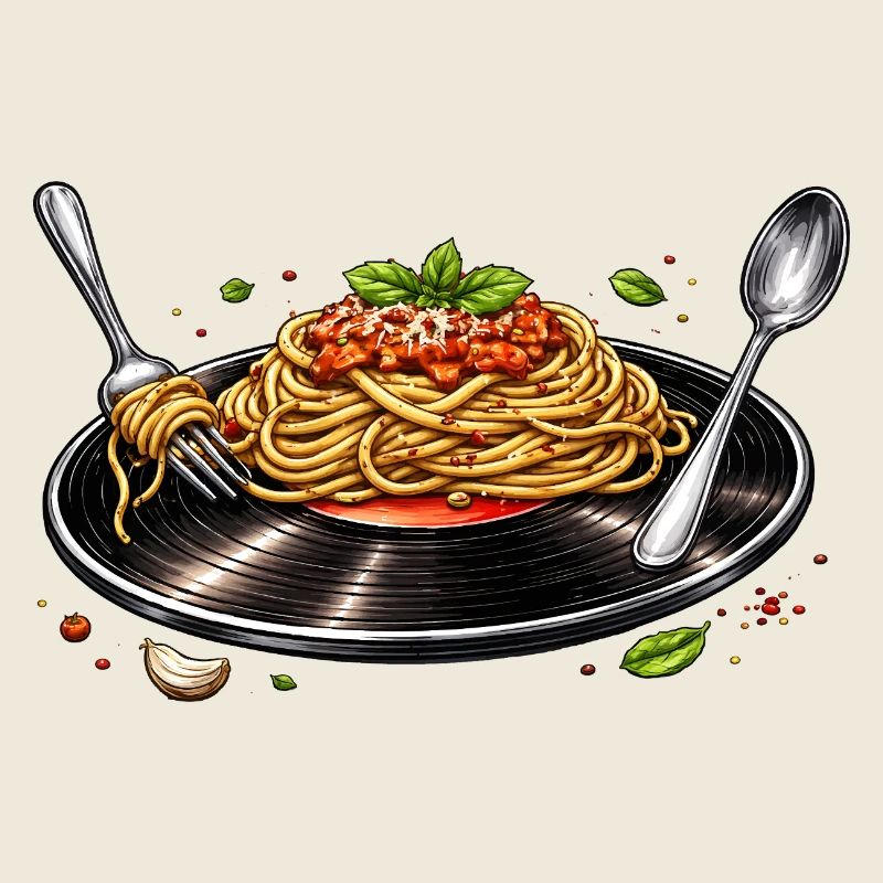 Spaghetti auf Vinyl-Schallplatte