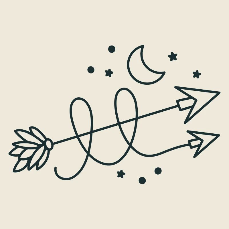 direction des flèches avec croissant de lune