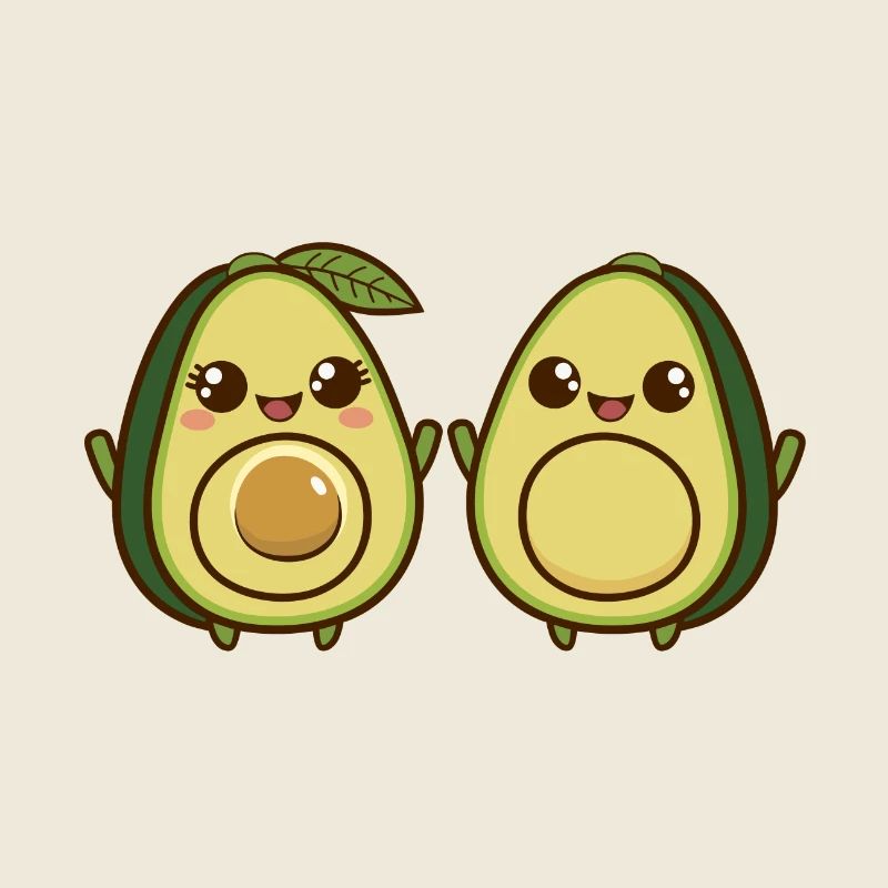 Animated Cute Avocado Duo