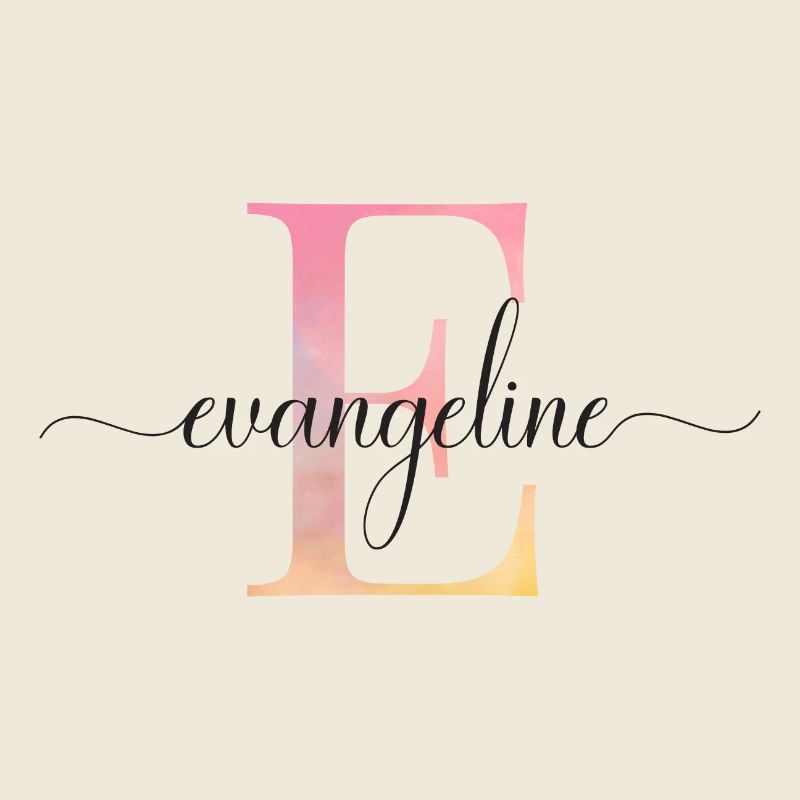 E| Monogram | Name | Evangelina |Watercolor