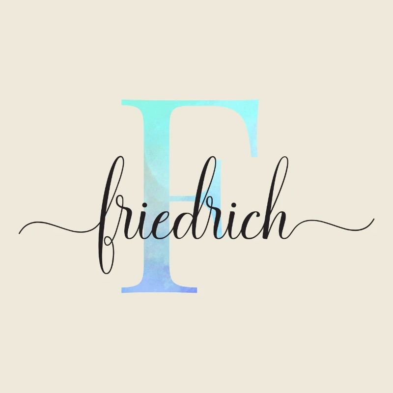 E| Monogram | Name | Frederick | Watercolor