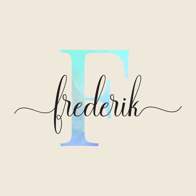 E| Monogram | Name | Frederik | Watercolor