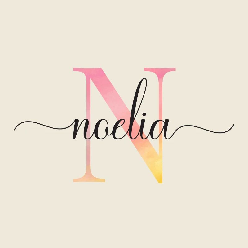N | Monogram | Name | Noelia |Watercolor