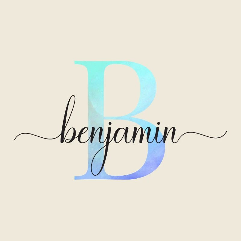 B| Monogramme | Nom | Benjamin | Aquarelle