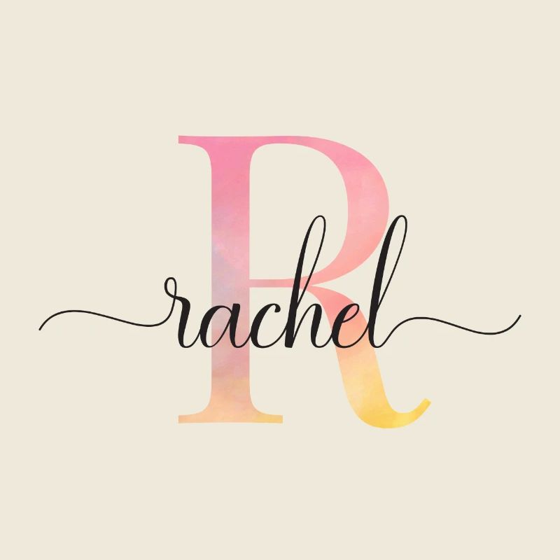 R | Monogram | Name | Rachel |Watercolor