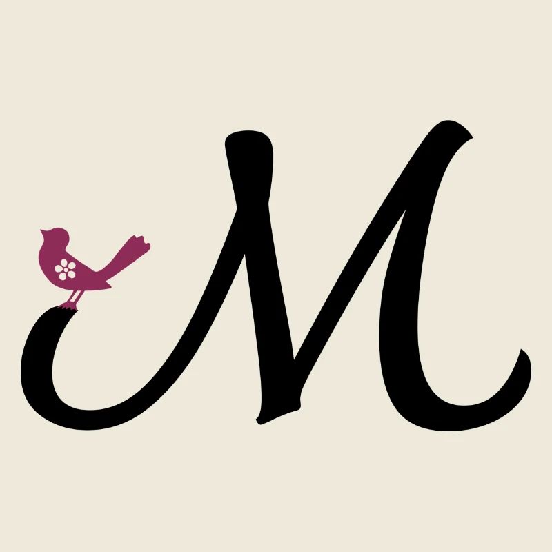 Buchstabe M mit Vogel