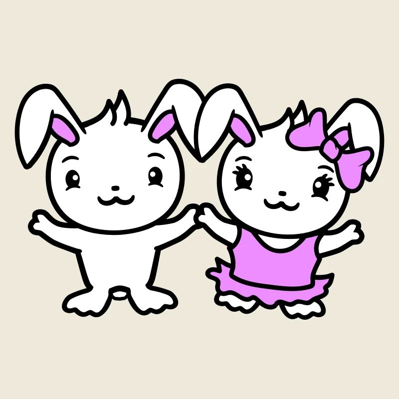 2 Lapins Deux Petite Amie Amour Couple Amoureux Mignon