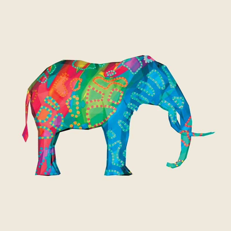 Éléphant coloré avec le dessin original De Hans Hansen