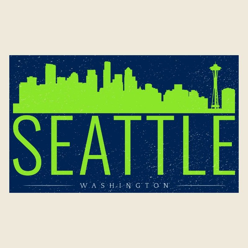 Silhouette vert vif de la Skyline de Seattle