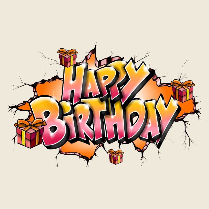 GRAFFITI JOYEUX ANNIVERSAIRE ORANGE
