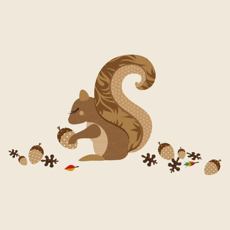 Ein Eichhörnchen mit einer Eichel