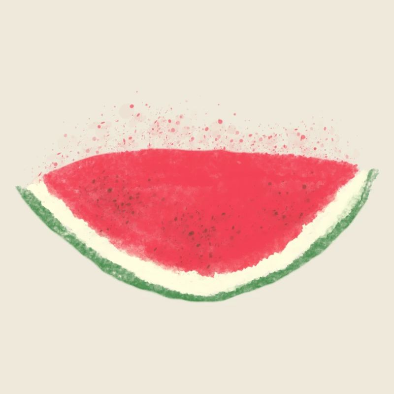 Melon, pastèque, aquarelle