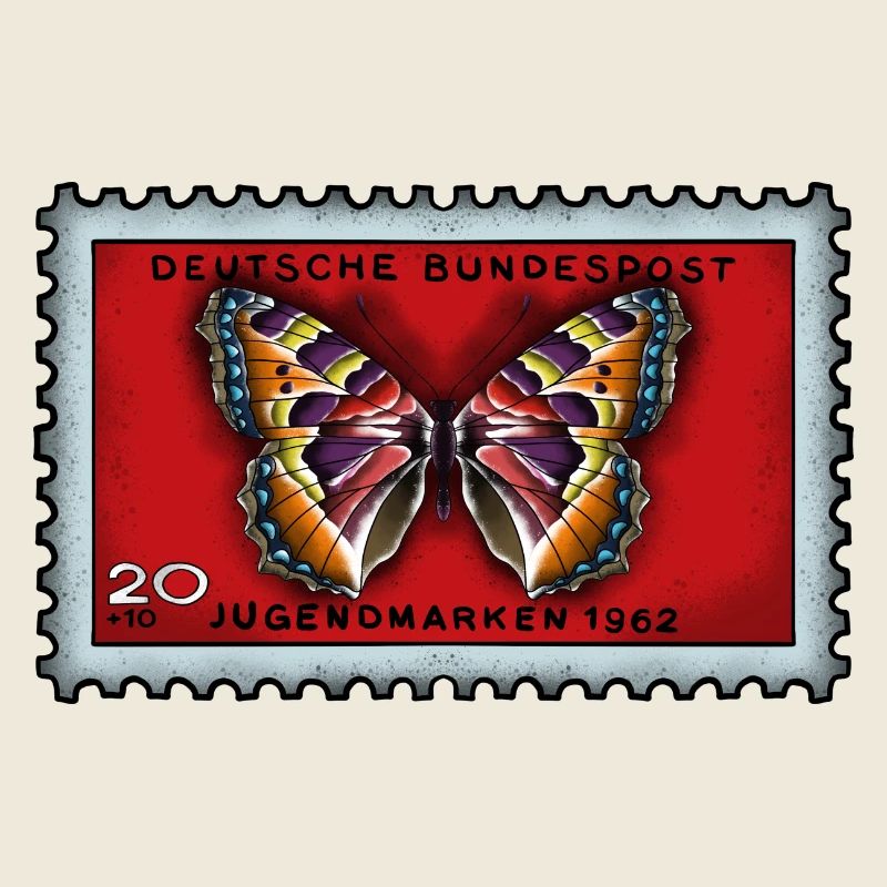 Timbre-poste papillon coloré