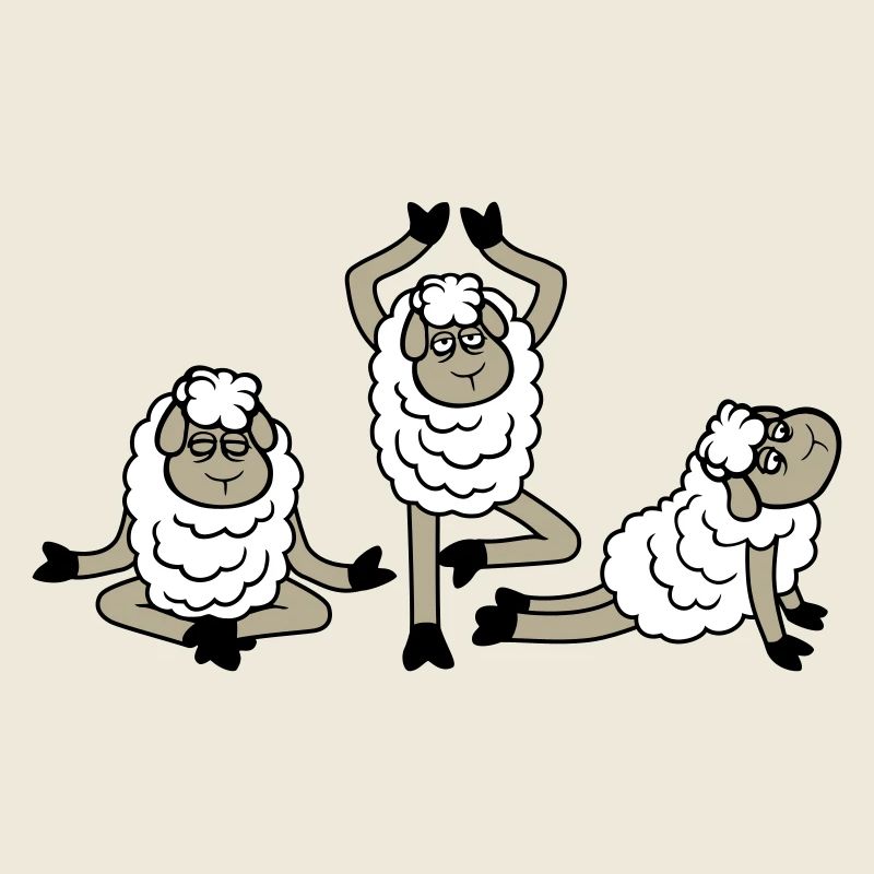 Sheep Three Tired Exhausted Yoga Meditation 3 Poses