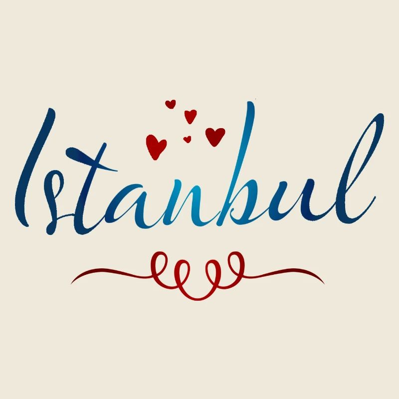Citation créative d’Istanbul avec des cœurs Istanbul Türk