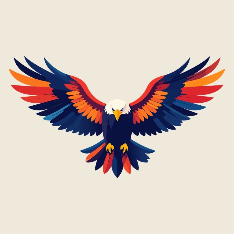 Colorful Eagle Flight Eagle Outstretched Wings Motif