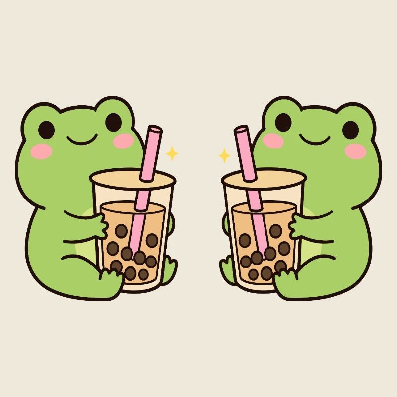 Kawaii Bubble T-Frogs – cute frog duo (minimal)