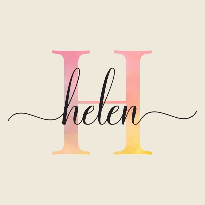 H | Monogramme | Nom | Hélène |Aquarelle