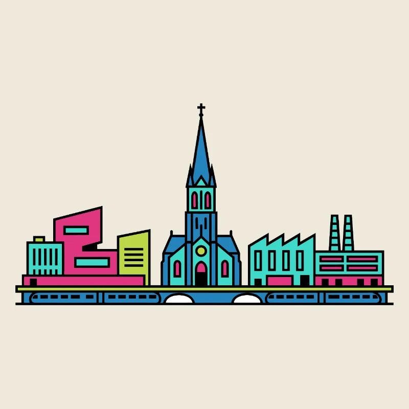 Skyline der Stadt Tilburg Kunst der St.-Joseph-Kirche