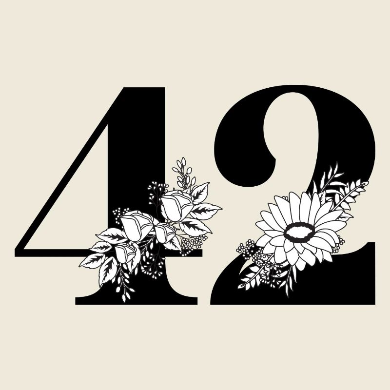 Nummer 42 Schwarze Blumen - 42. Blumengeburtstag