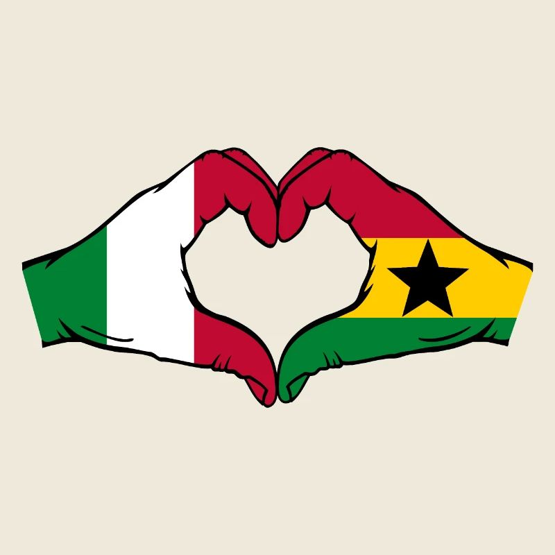 Italie Ghana Drapeau Mains Coeur Forme