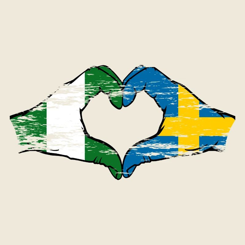 Nigeria Suède drapeau mains forme de coeur utilisé