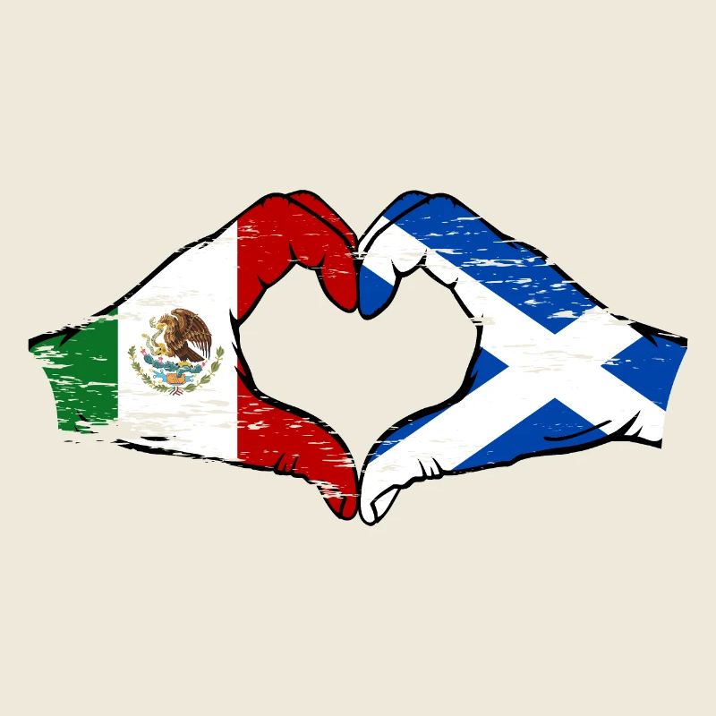 Mexique Ecosse Drapeau Mains Coeur Forme Utilisé