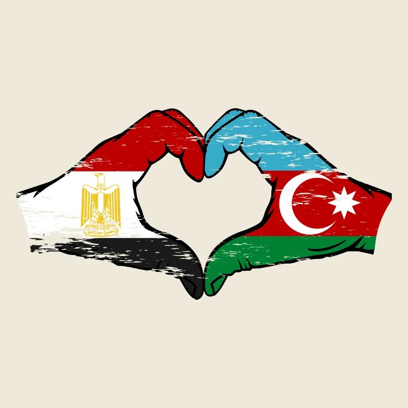 Egypte Azerbaïdjan Drapeau Mains Coeur Forme Utilisé
