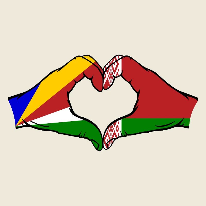 Seychelles Biélorussie Drapeau Mains Coeur Forme