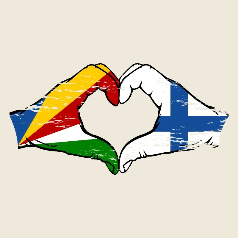 Seychelles Finlande drapeau mains forme de coeur utilisé