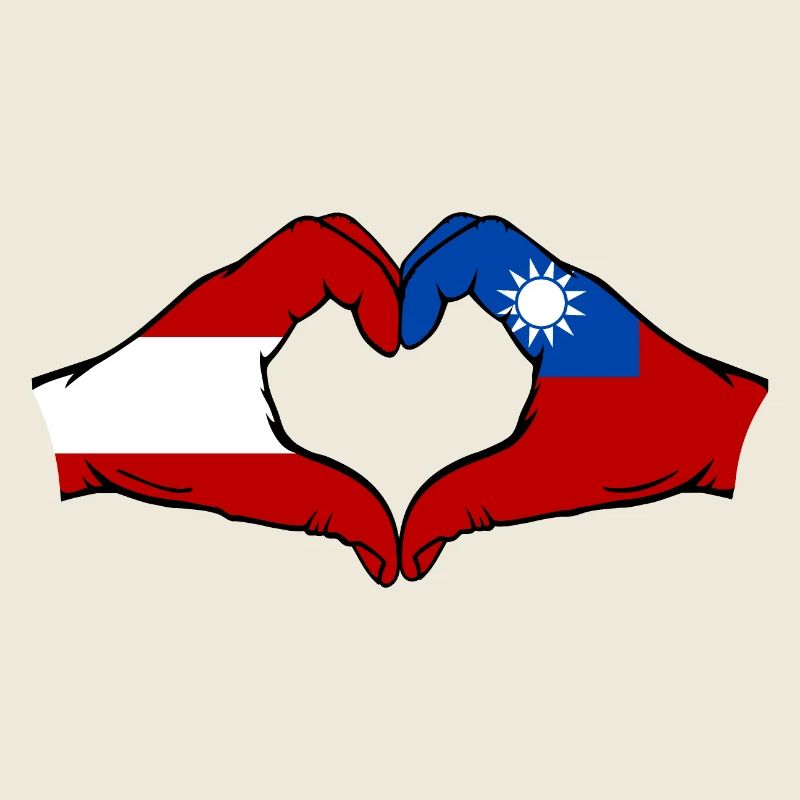 Austria Taiwan Flag Hands Heart Shape