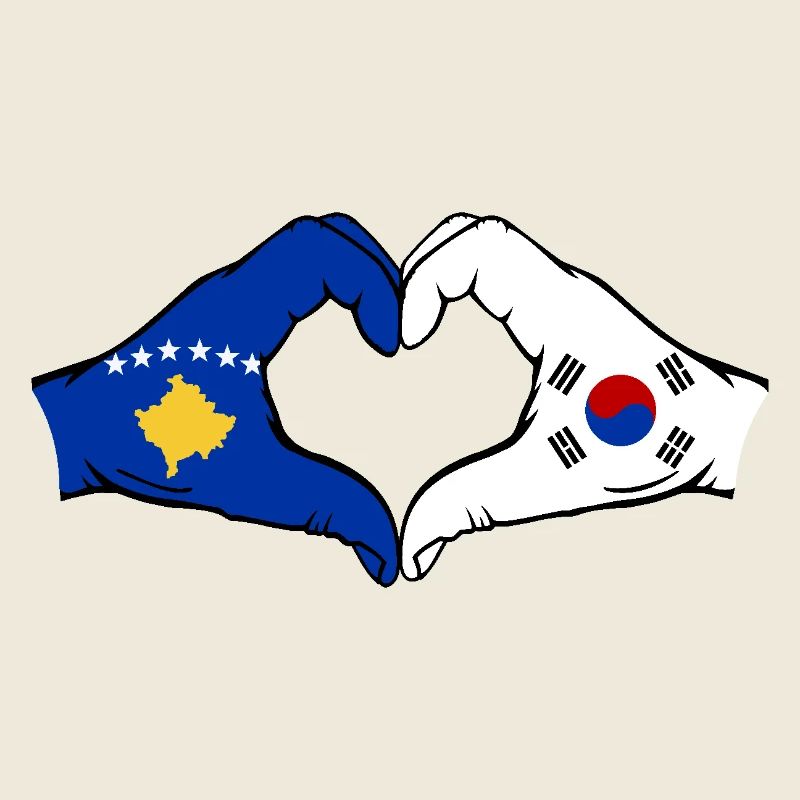 Kosovo Corée du Sud Drapeau Mains Coeur Forme