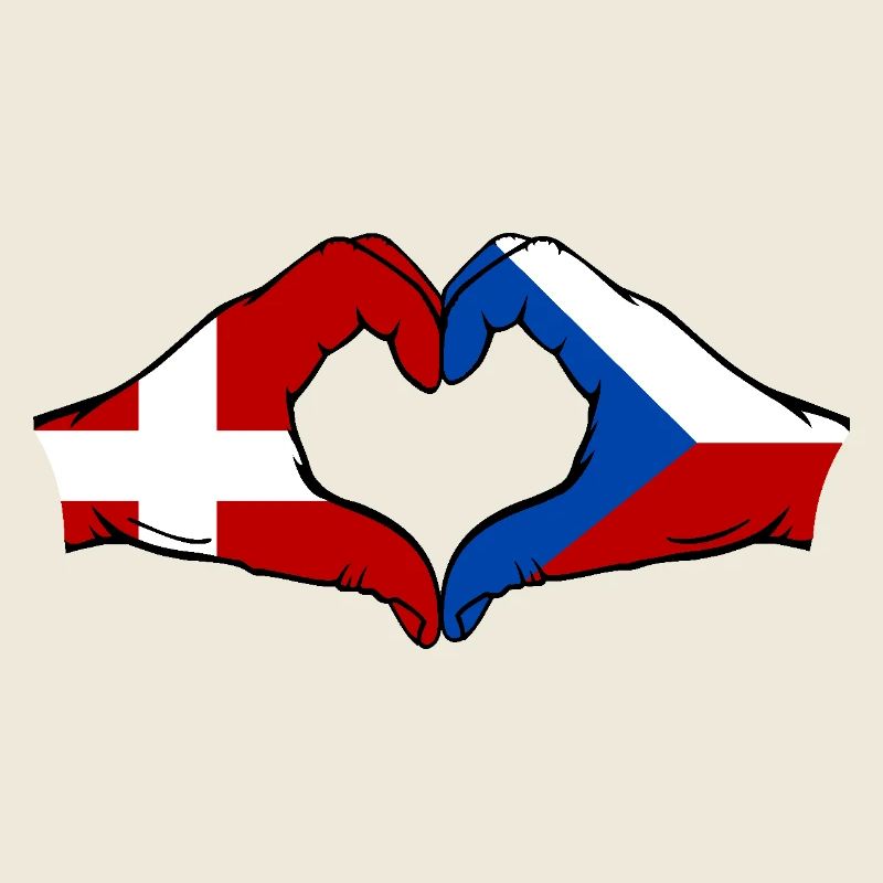 Danemark République tchèque drapeau mains coeur