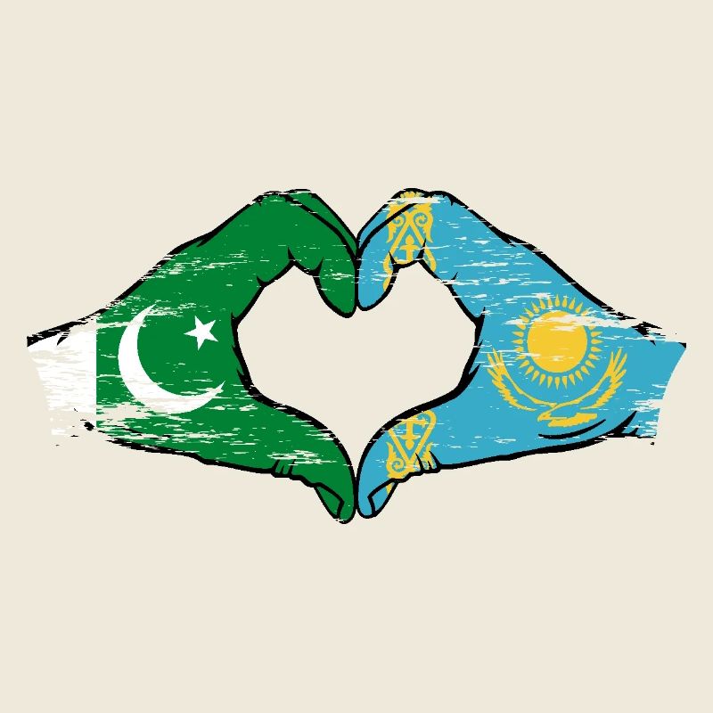 Pakistan Kazakhstan drapeau mains forme de coeur utilisé