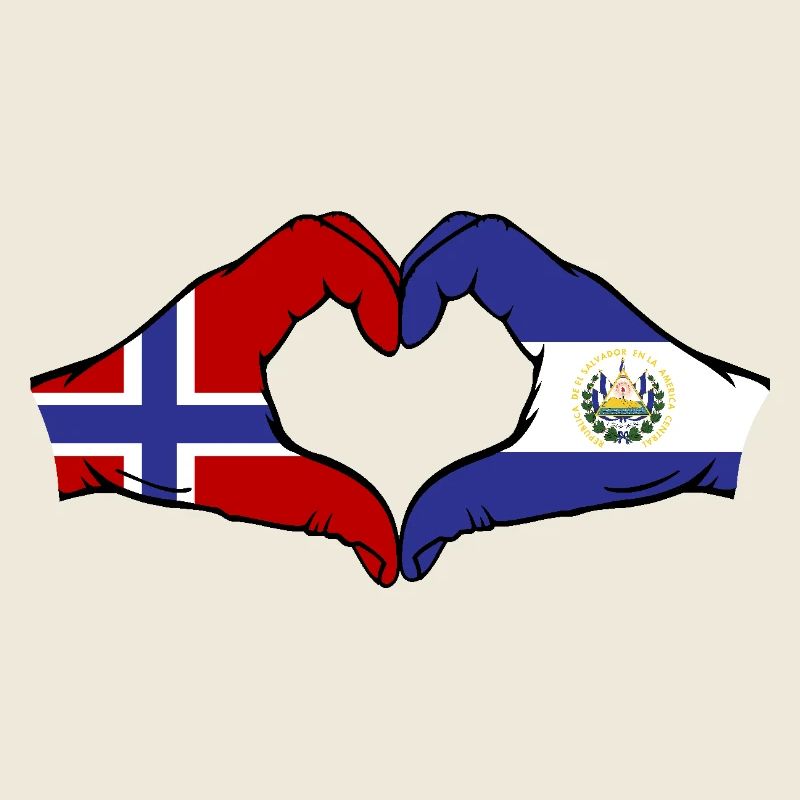 Norvège El Salvador Drapeau Mains Coeur Forme