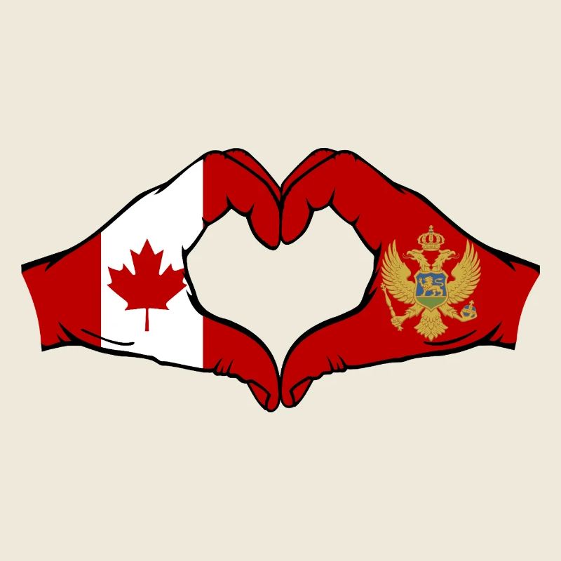 Canada Monténégro drapeau mains forme coeur