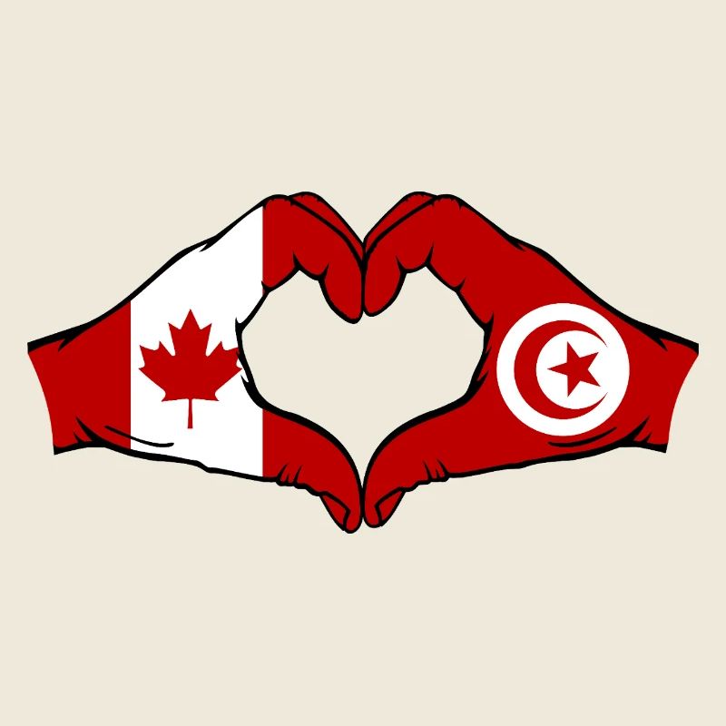 Canada Tunisie Drapeau Mains Coeur Forme