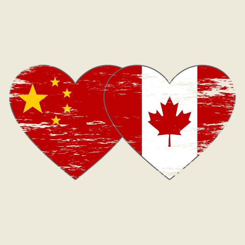 China Kanada Flagge Herz used