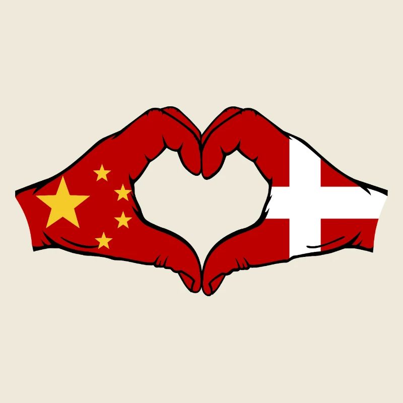 China Dänemark Flagge Hände Herzform