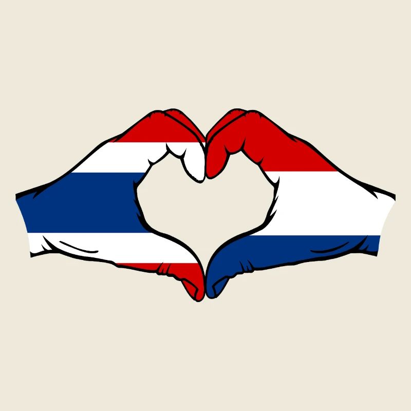 Thailand Holland Flag Hands Heart Shape