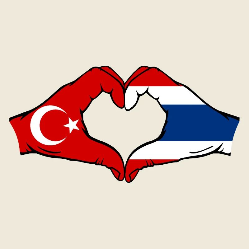 Turquie Thaïlande drapeau mains forme coeur