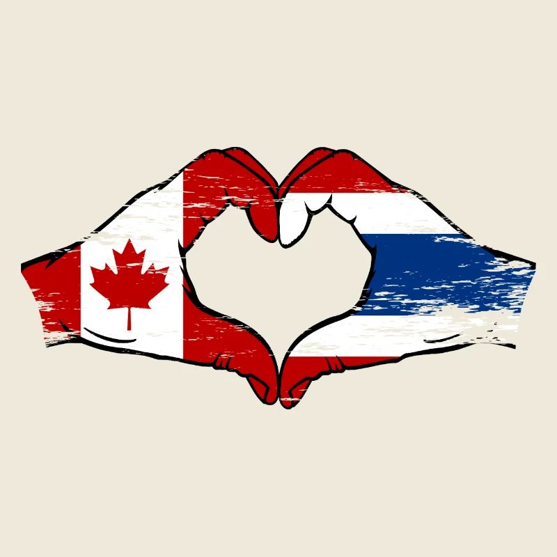 Canada Drapeau de la Thaïlande mains en forme de coeur utilisé
