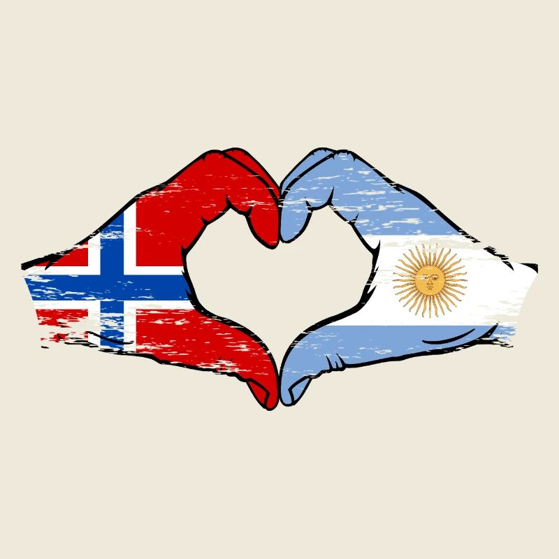 Norway Argentina Flag Hands Heart Shape Used