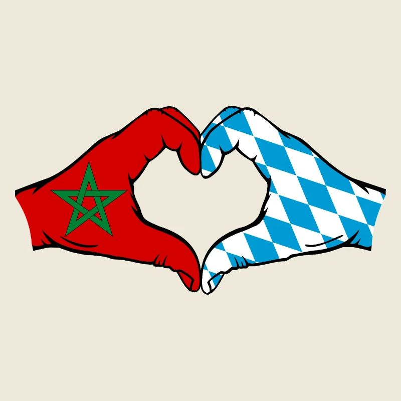 Maroc Bavaroise Drapeau Mains Coeur Forme