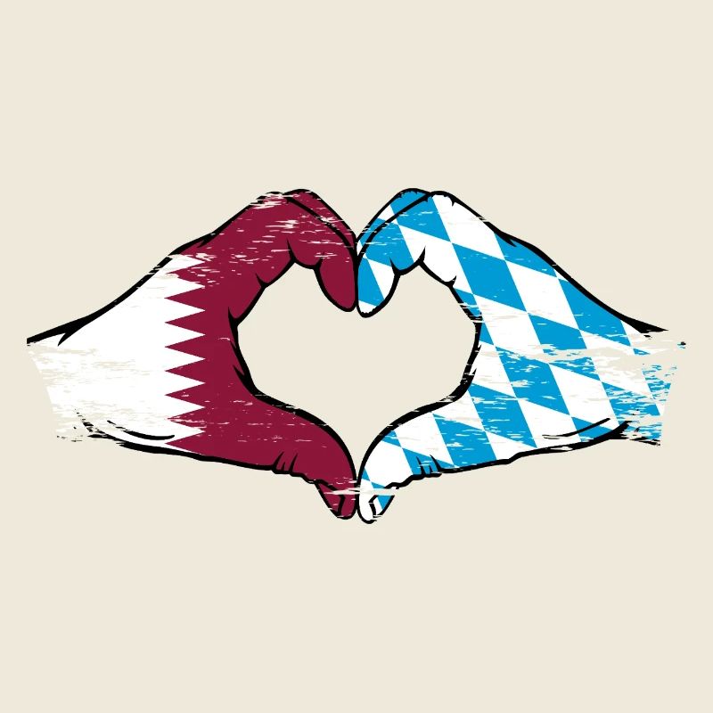 Qatar Bavaroise drapeau mains coeur utilisé