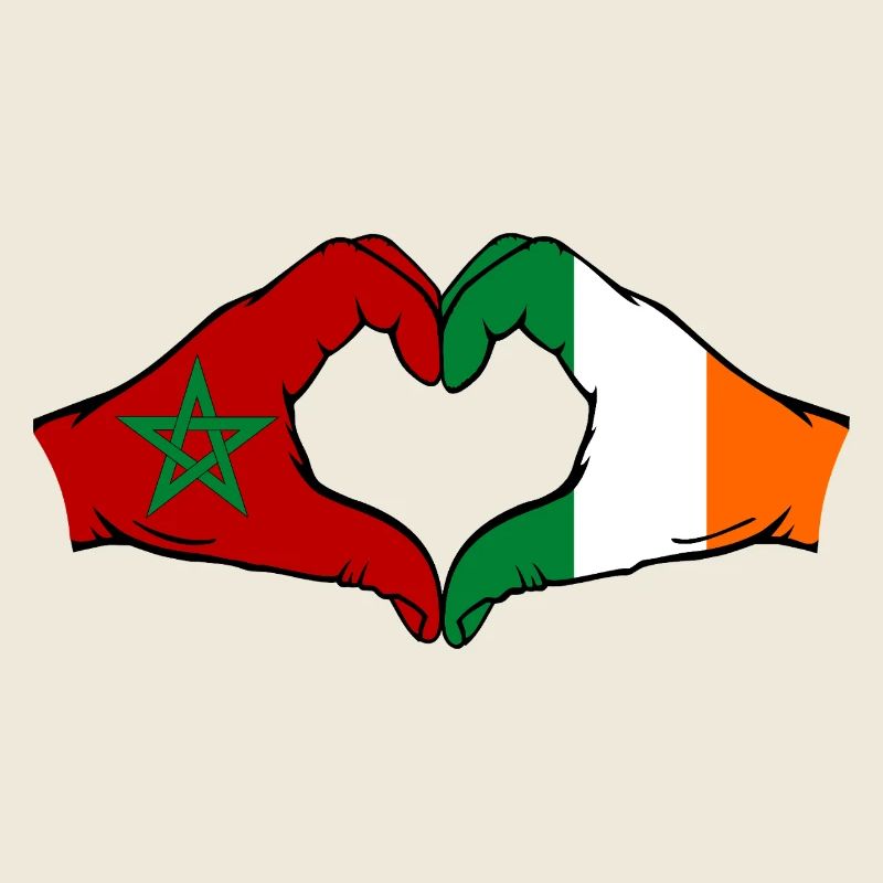 Morocco Ireland Flag Hands Heart Shape
