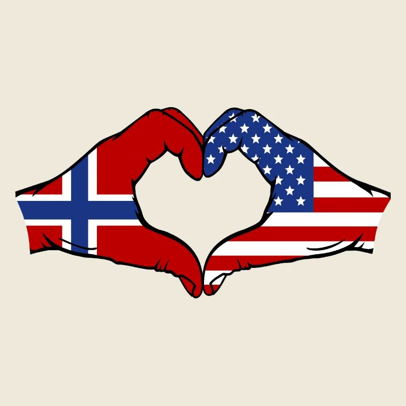 Norway USA Flag Hand Heart Shape