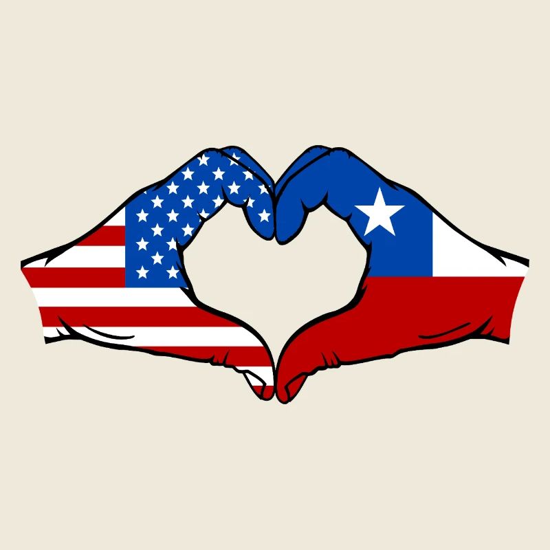 États-Unis Drapeau du Chili main coeur forme