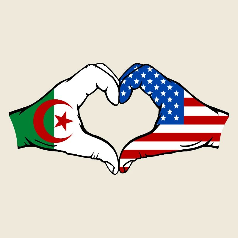 Algérie USA Drapeau Main Coeur Forme